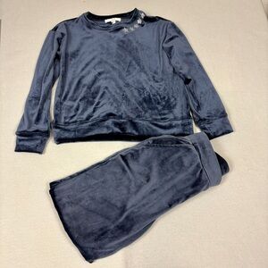 Magaschoni Blue Velour Track Suit Top and Pants Set